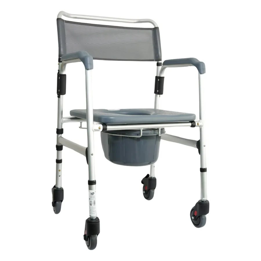 CÓMODO SANITARIO PLEGABLE CON RUEDAS ALUMINIO ANODIZADO