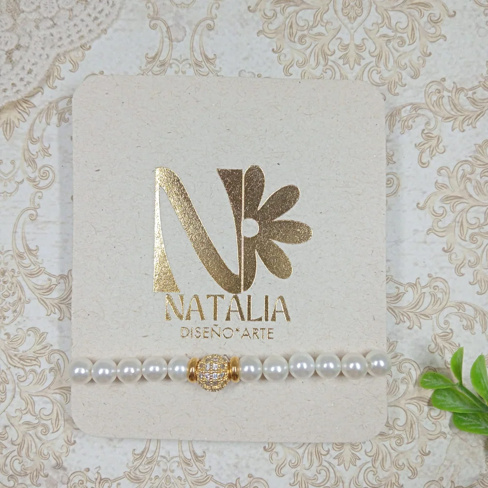 Pulsera Elegancia en Perlas 6mm Herrajes Dorados — foto 2