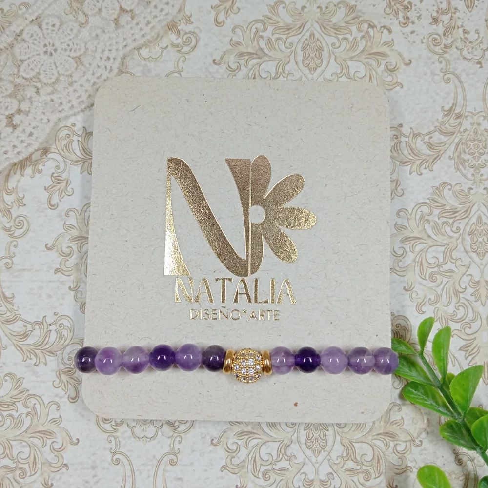 Pulsera Jardín Lavanda en Amastista 6mm Piedra Natural — foto 2