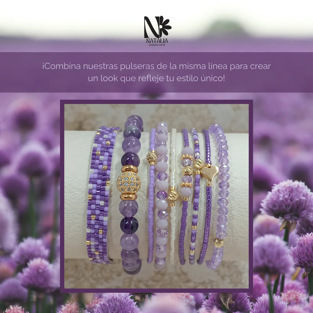 Pulsera Jardín Lavanda en Amastista 6mm Piedra Natural — foto 4