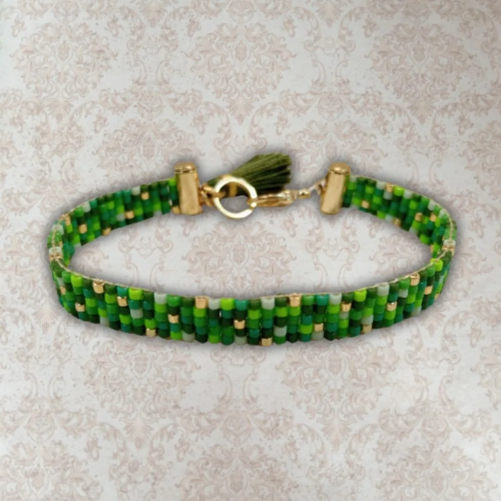 Pulsera Miyuki Esmeralda 5 Puntos — foto 4
