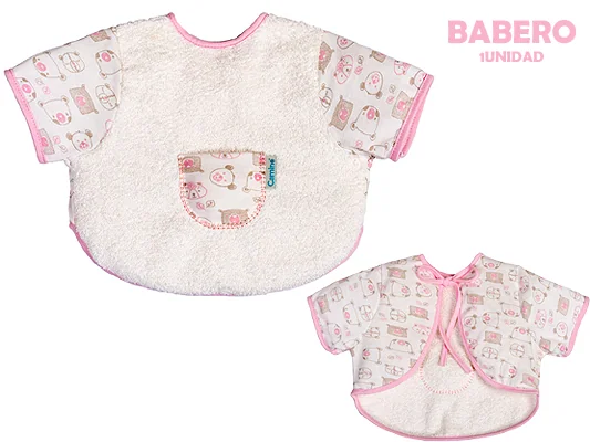 Babero con Mangas Rosado