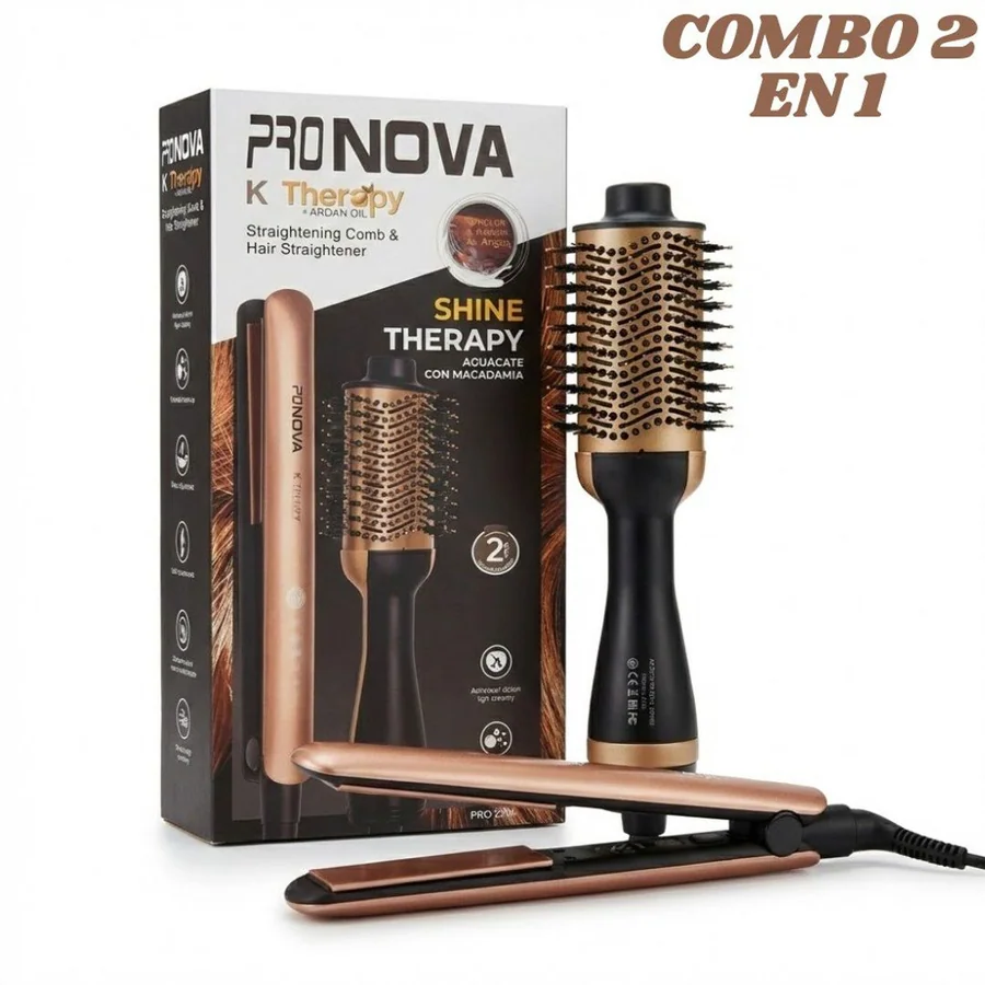 Combo Plancha y Cepillo Secador Keratina — foto 1