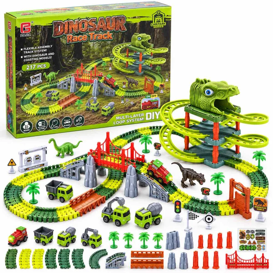 Pista de Carreras Flexible Temática Dinosaurios 217 Piezas (Dinosaur Race Track DIY 217 Pcs) — foto 1